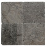 6x6 Silver Tumbled Travertine Tile